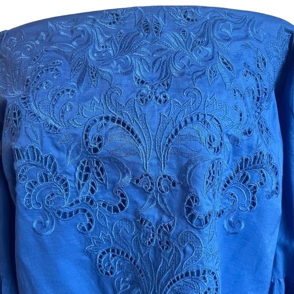 CHICO’S Embroidered Off-The-Shoulder Top 100% Cotton - Picture 6 of 8